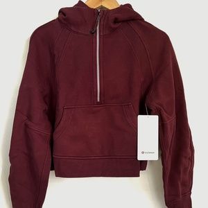 NWT Tag Lululemon Scuba Oversized 1/2 Half-Zip Hoodie Sweatshirt - Red Merlot